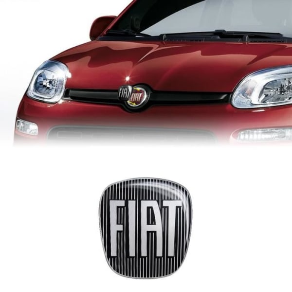 Fiat 3D Replacement Black Logo Sticker för Panda