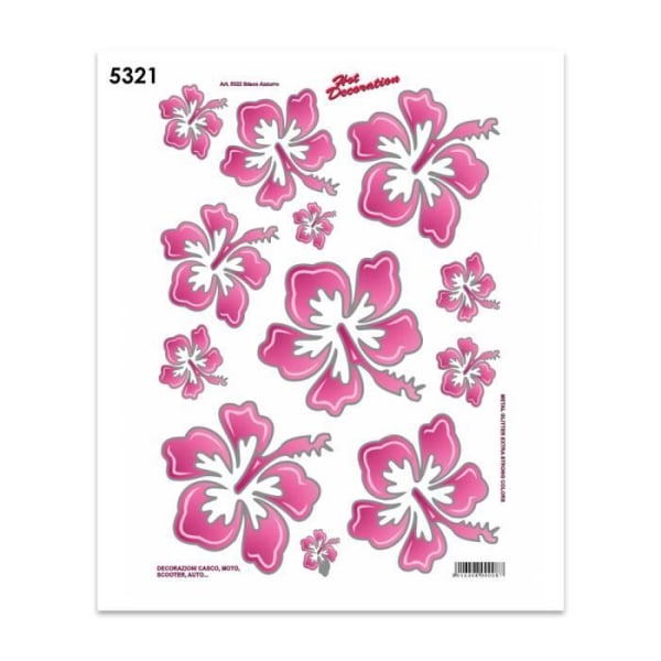 Hibiscus Flower Stickers, Rosa, 35 x 25 cm