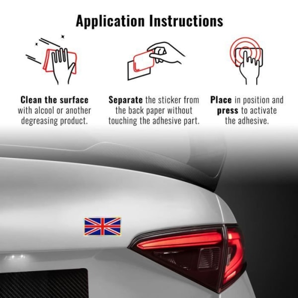 3D Sticker Sticker England Storbritannien flagga, 88 x 40 mm