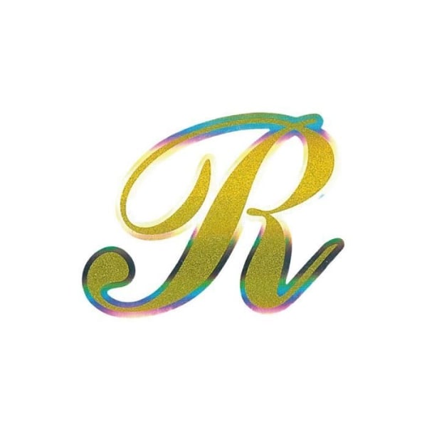 Holografisk självhäftande bokstav R, guld