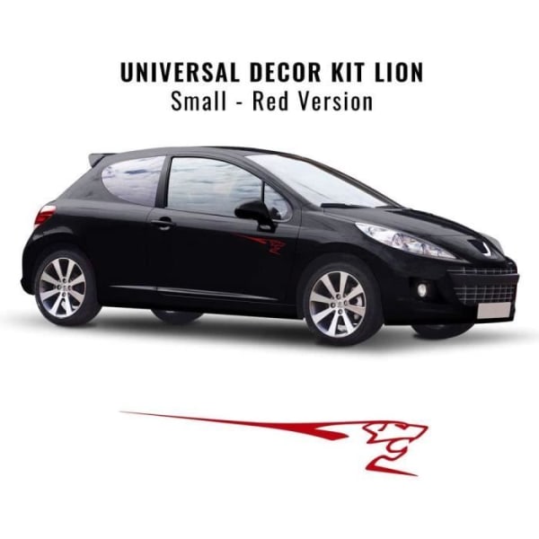 Självhäftande dekorationssats för Peugeot 207 Lion Car Sidor, 20 cm, Röd