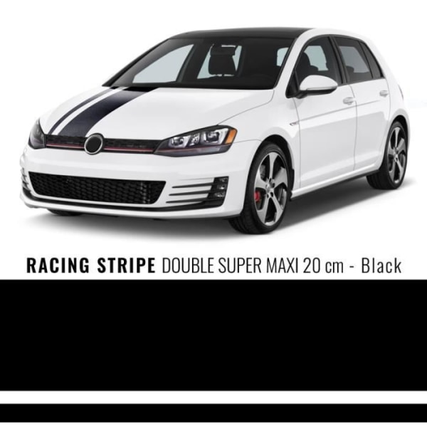 Stripes dubbla självhäftande remsor för bil, svart, 20 cm x 5 mt
