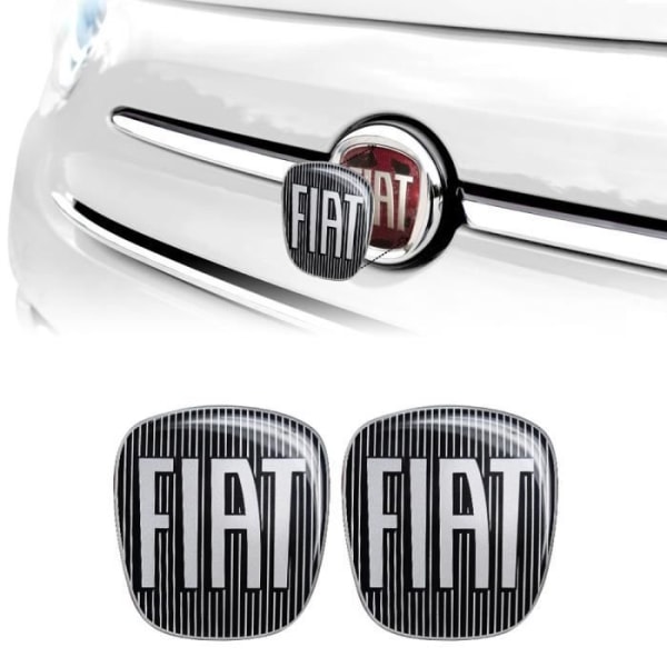 Fiat 3D Black Logo Replacement Sticker för 500, fram och bak