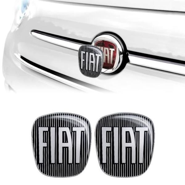 Fiat 3D Black Logo Replacement Sticker til 500, for og bag