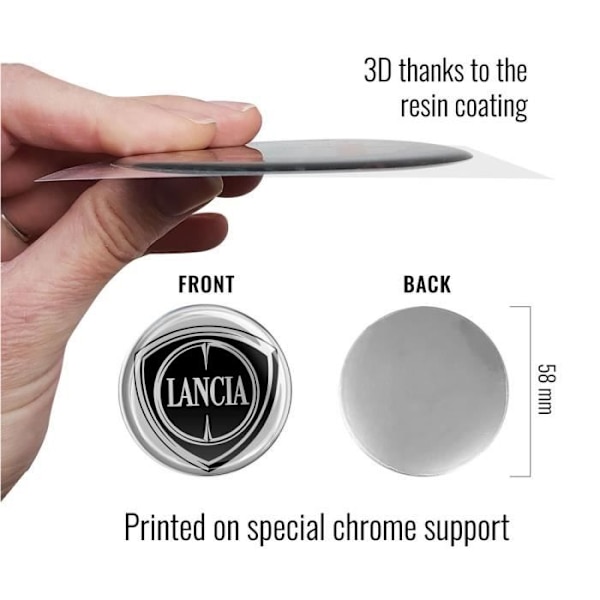 3D Lancia Official Logo Sticker Sort, Diameter 58 mm
