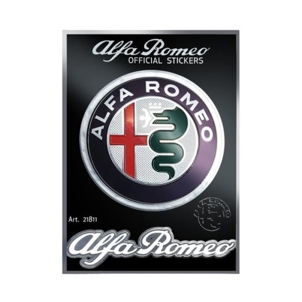 Alfa Romeo officiella klistermärken, 1 logotyp 1 skrift, bord 94 x 131 mm