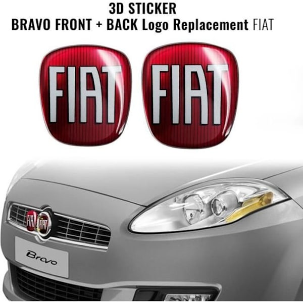 3D-dekal - Fiat - Bravo - Mått fram: 75x69 mm - Mått bak: 71x65 mm - Flexibel