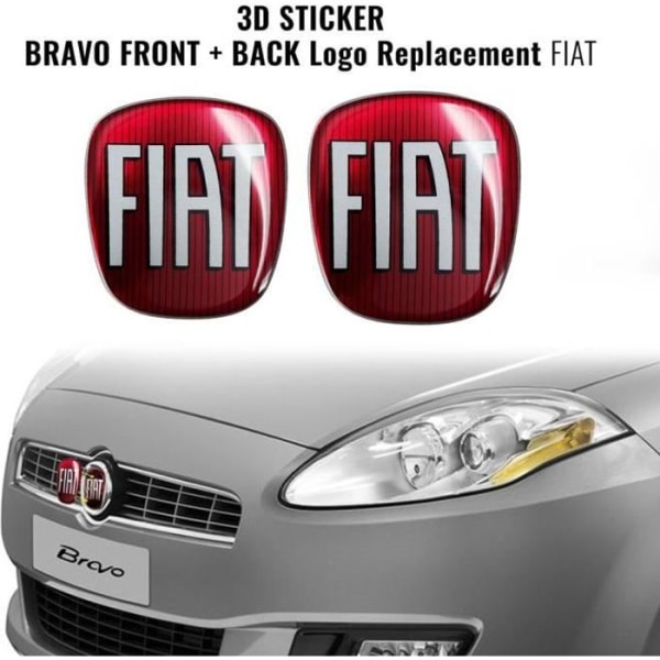 Fiat 3D Replacement Logo Sticker för Bravo, fram och bak