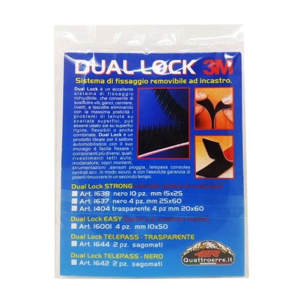 Dual Lock Easy Fix 3M, avtagbart fixeringssystem, svart, 10 x 50 mm, 4 delar