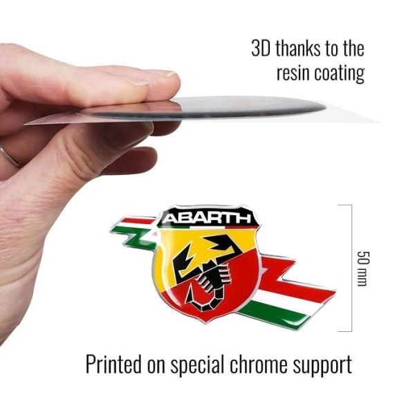 3D Abarth Official Lightning Badge-dekal, 50 mm