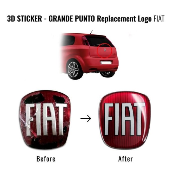 Fiat 3D ersättningslogodekal för Grande Punto, bak