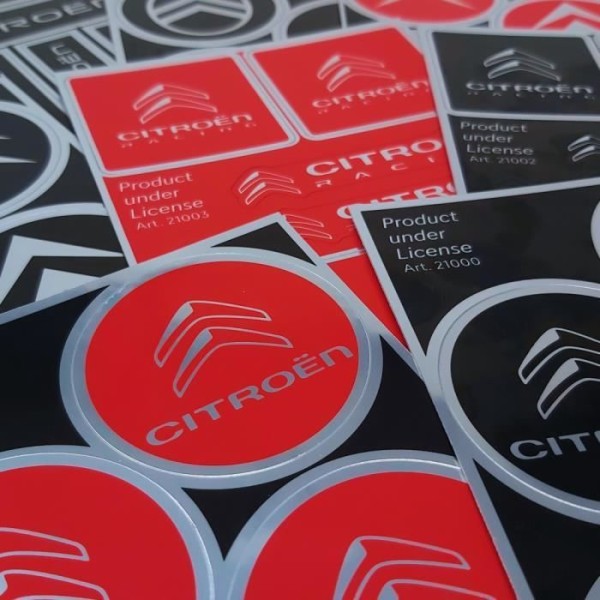cHjul navkapsel klistermærker til Citroën Old Official 4 Logos 48 mm, Rød