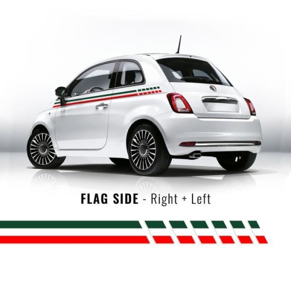 Klæbestrimler - Fiat - 500 - Italiens flag - Vejrbestandighed - Nem påføring