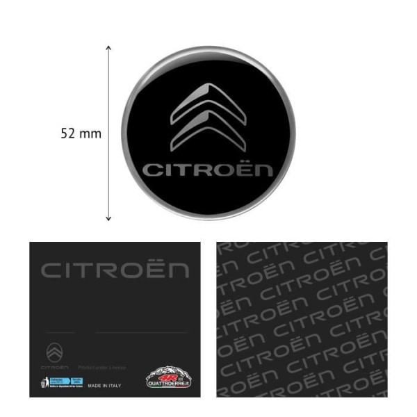 cCitroën 3D logomærkat, sort, 52 mm