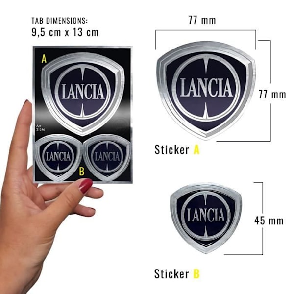 Klistermærker - Lancia - Logo Shields - 3 elementer - 94 x 131 mm - Høj modstand