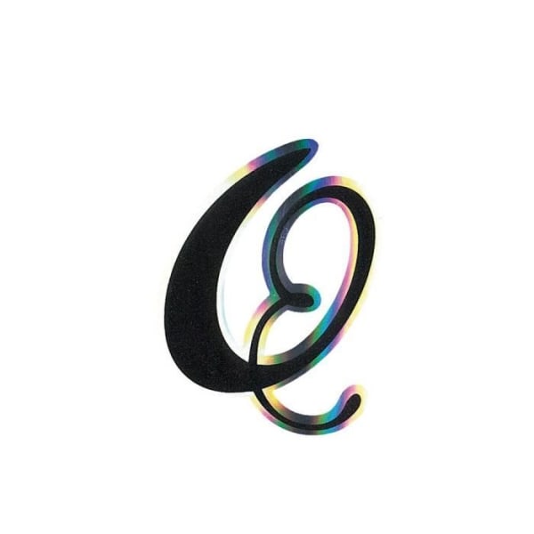 Holografisk självhäftande bokstav Q, svart