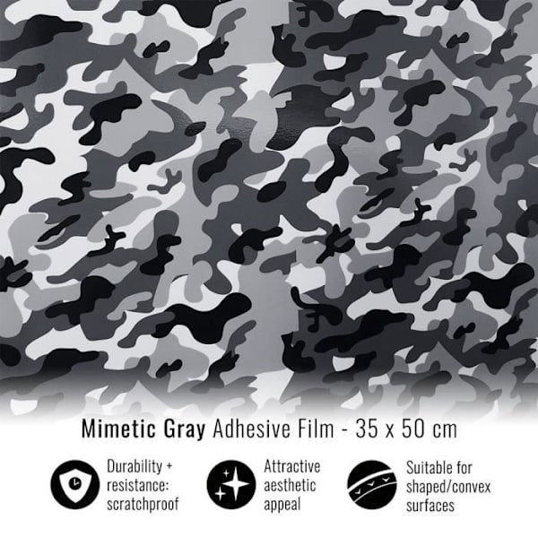 Självhäftande omslagsfilm - 3M - Grå kamouflage - 35 x 50 cm - Reptålig - Lätt att applicera