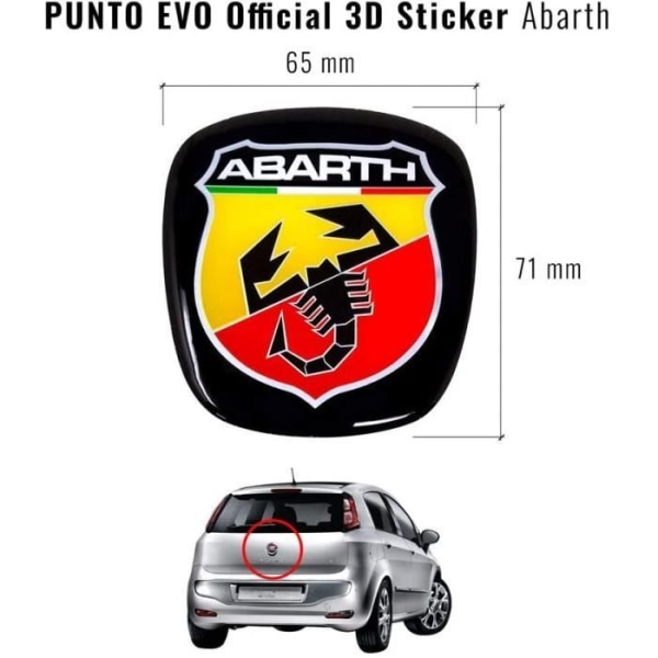3D-klistermärke Abarth Replacement Logo för Fiat Punto Evo