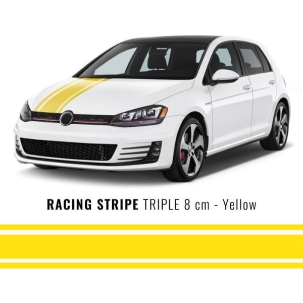 Stripes Triple självhäftande remsor för bil, gul, 8 cm x 5 mt