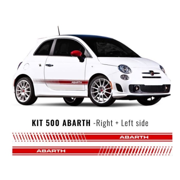 Självhäftande remsor - Fiat - 500 Abarth - Racingknapp - Väderbeständighet - Paket med 2 remsor