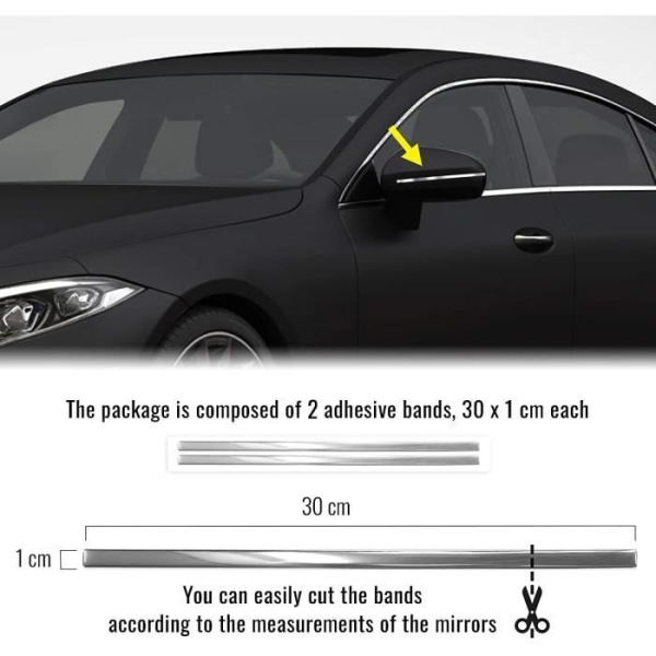 3D självhäftande remsor - Krom - 1 x 30 cm - 2 delar - Bil - Väderbeständig