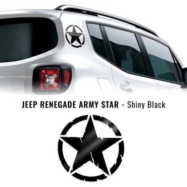 Klistermærker Klistermærker - Army Star - Jeep Renegade - Blank sort - Diameter 20 cm - 2 stk.
