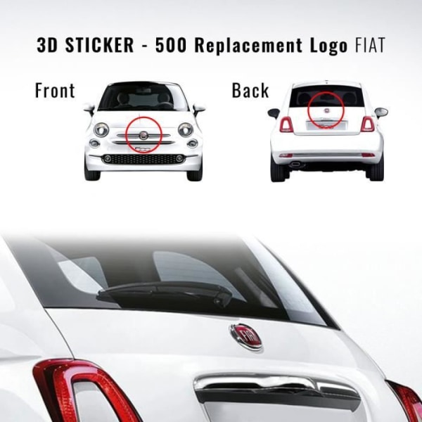 Fiat 3D Replacement Logo Sticker för 500
