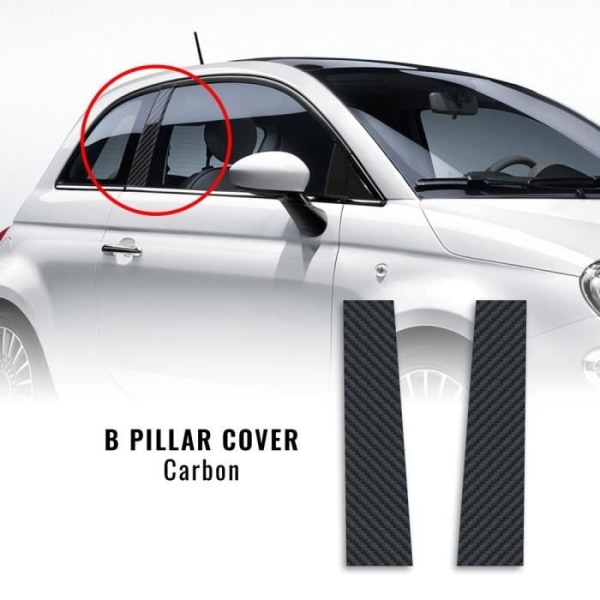 Klistermärken Dekaler täcker Central Pillar Fiat 500 Abarth, Carbon, Höger och Vänster