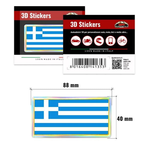 Klistermærke 3D Klistermærke Grækenlands flag, 88 x 40 mm
