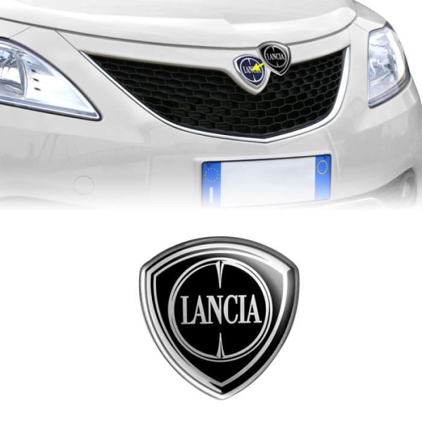 Lancia Official Logo 3D-dekal för Ypsilon, Svart, Front, 58 x 60 mm