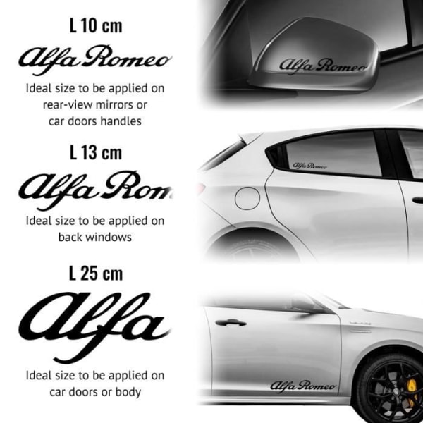 Alfa Romeo-klistermärken för bilbackspeglar eller dörrhandtag, svart, 10 cm, 2 st