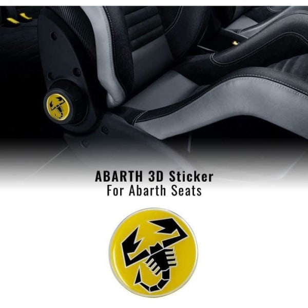 3D-klistermärken för Fiat 500 Abarth-stolar, gul skorpion, diameter 60 mm, 2 stycken