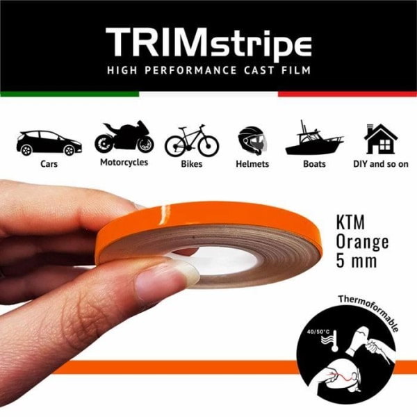 Trim Stripes självhäftande remsor för bilar, orange KTM, 5 mm x 10 mt