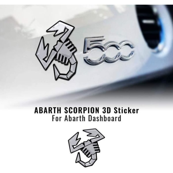 3D-dekal för Fiat 500 Abarth Dashboard, Scorpion Silver
