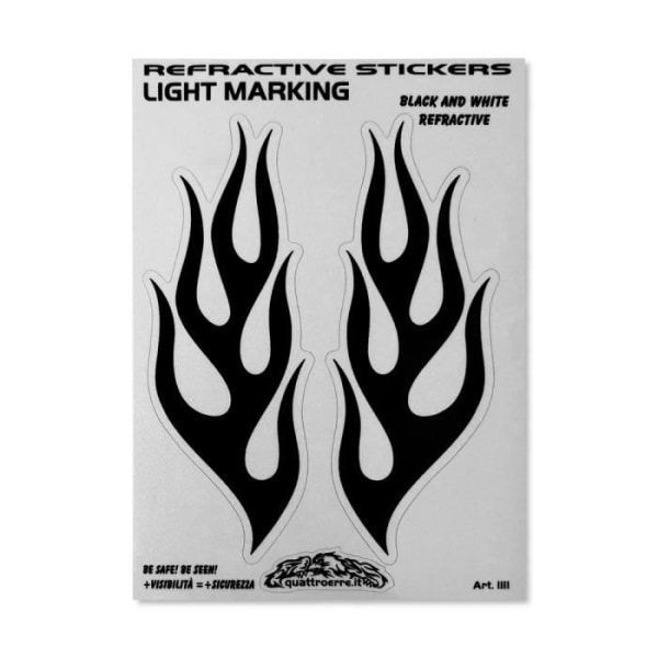 Klistermærke - 3M - Flames - Reflekterende - 10 x 12 cm - Sort