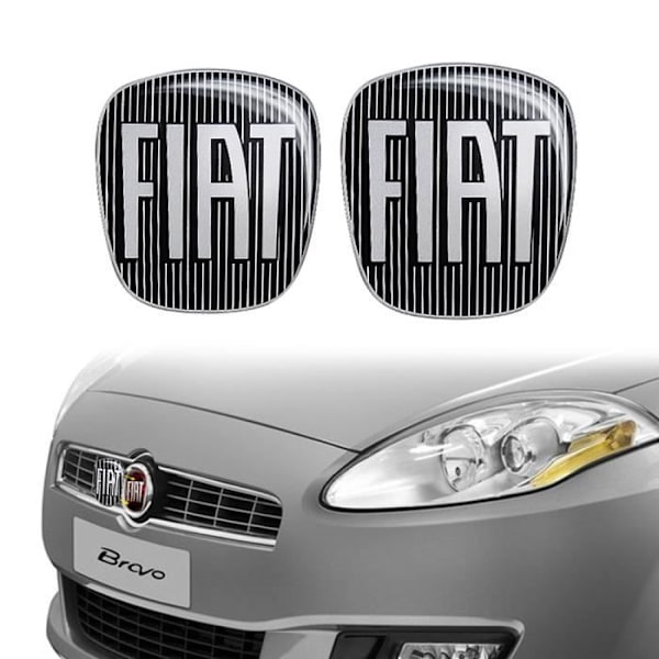 Dekal - Fiat - Svart 3D-logotyp - Ersättning för Bravo - Mått 75x69 mm - Flexibel