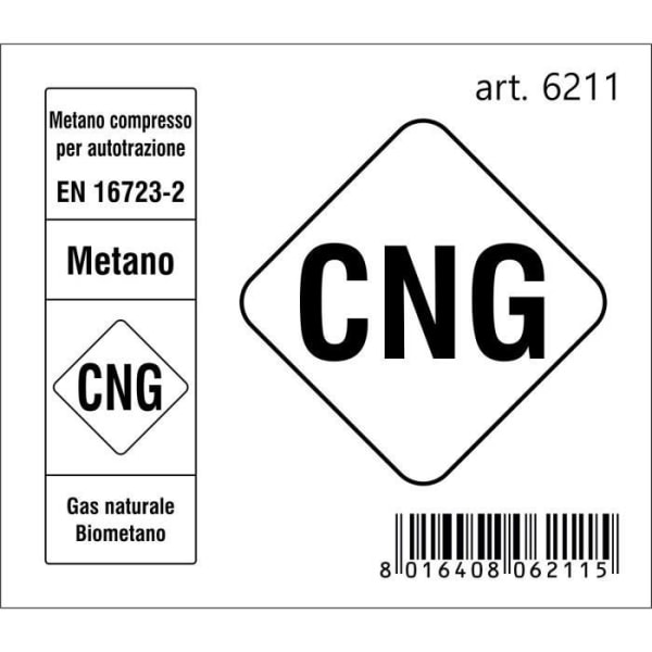 CNG Metan Fuel Code Sticker 2018, 7,5 x 6,5 cm
