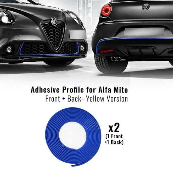 Klæbende profil - Alfa Romeo - Mito - Blå - 2 'Easy Cleaner Pro' håndklæder - Passer til kofanger