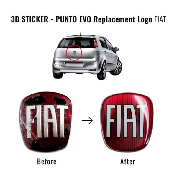 Fiat 3D ersättningslogodekal för Punto Evo, bak