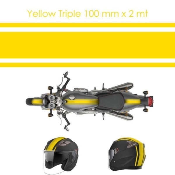 Racing självhäftande tejp för motorcyklar, trippel, gul, 100 mm x 2 mt