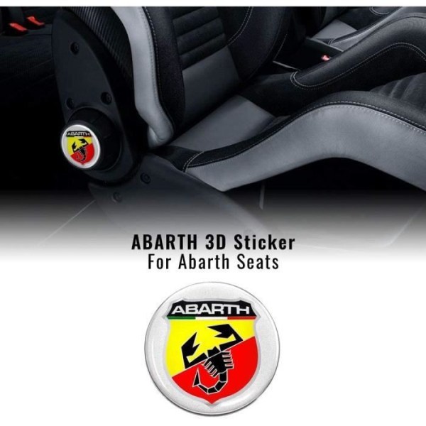 3D-klistermärken för Fiat 500 Abarth-stolar, sköld, diameter 75 mm, 2 stycken