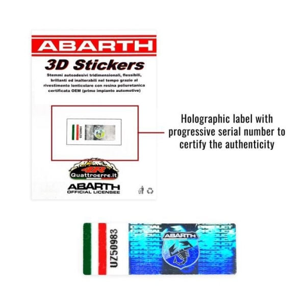 3D Abarth officiella ersättningslogodekal för Fiat Bravo, fram
