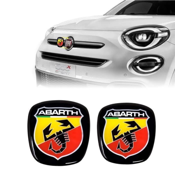 3D Abarth Official Logo Replacement Sticker för Fiat 500X, Fram + Bak