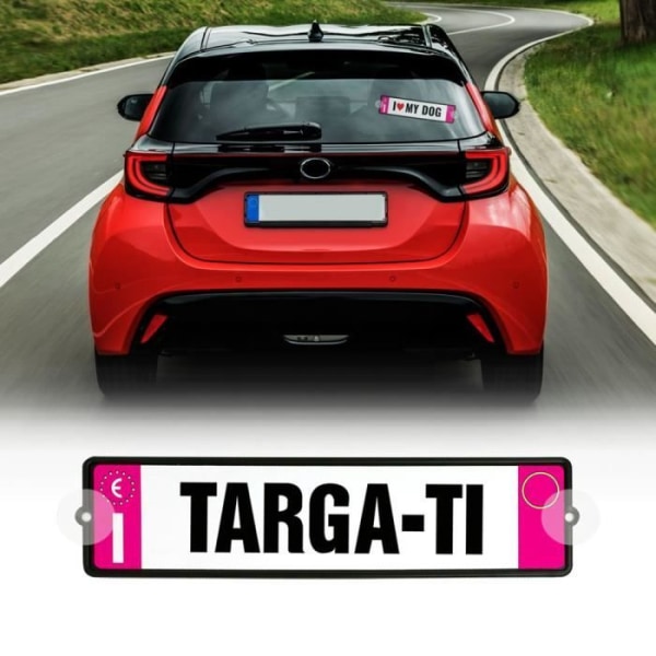 Bilskyltsats Anpassningsbara självhäftande bokstäver med förnamn, rosa, 6 x 25 cm