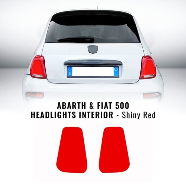 Abarth och Fiat 500 Inre strålkastardekaler, glansröd, höger och vänster