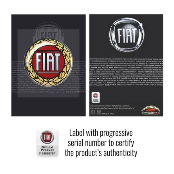 3D Fiats officiella logotyp Röd klistermärke, diameter 48 mm