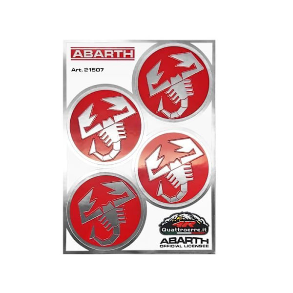 Klistermärke - Abarth - 4 Scorpions - Diameter 48 mm - Kromstöd - Högt motstånd