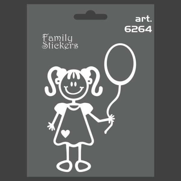 Familjebilsdekal, flicka med ballong, 9 x 12 cm