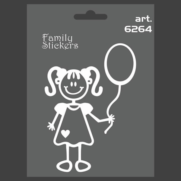 Klistremerke - Familie - Jente med Ballong - 9 x 12 cm - Motstandsdyktig - Garanti for vedheft