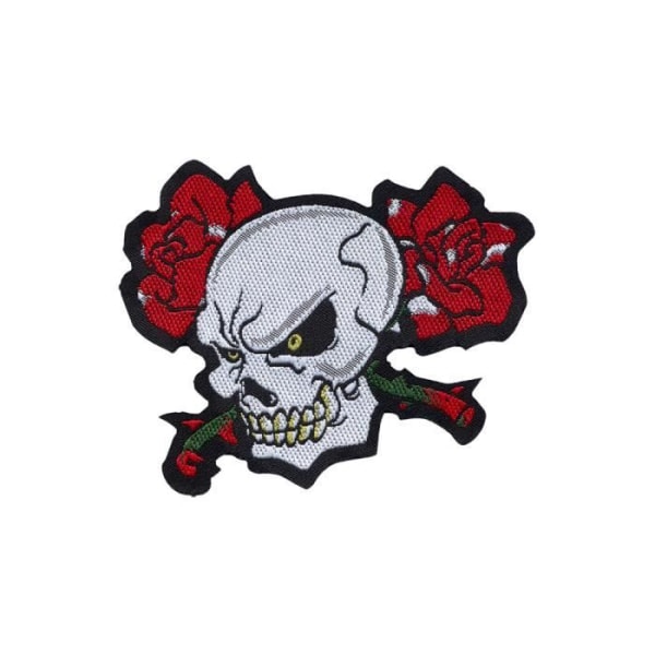 Skull Roses selvklæbende plaster, broderimærkat, 6,3 x 7,2 cm